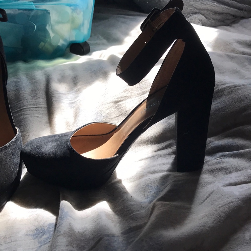 Sun + stone black high heels, size 7 1/2